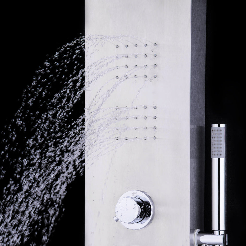 59” Stainless Steel Shower Panel with Massage Jets and Hand Shower