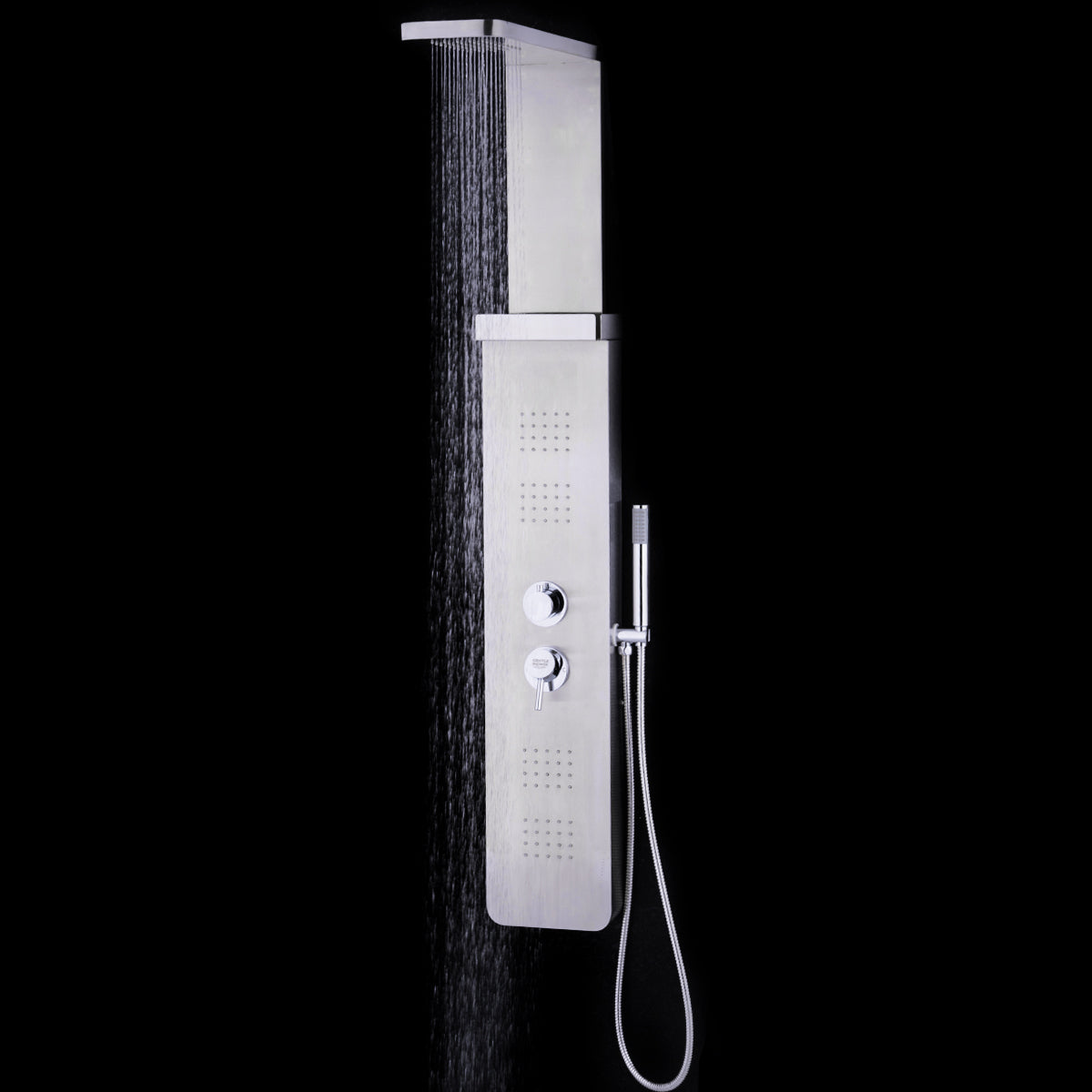 59” Stainless Steel Shower Panel with Massage Jets and Hand Shower