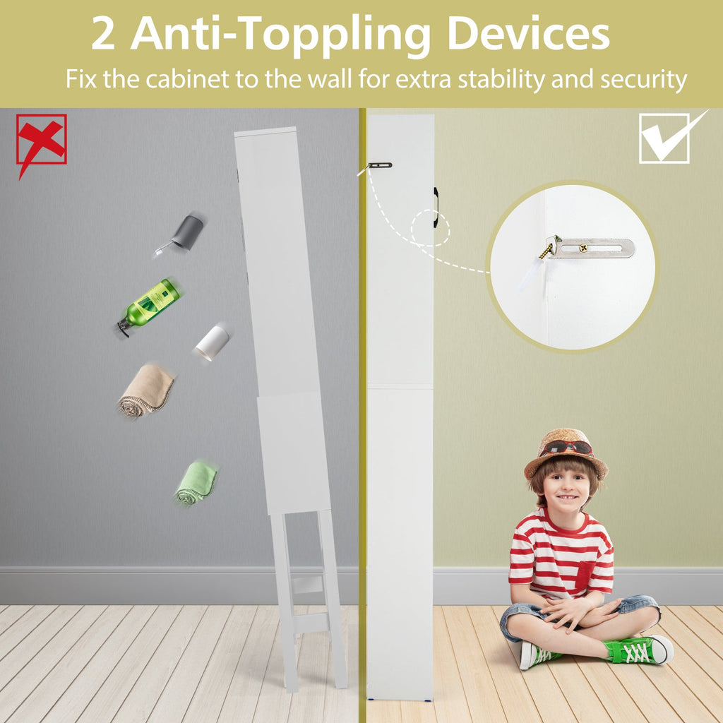 4-Tier Space-saving Toilet Sorage Cabinet with Open Shelves