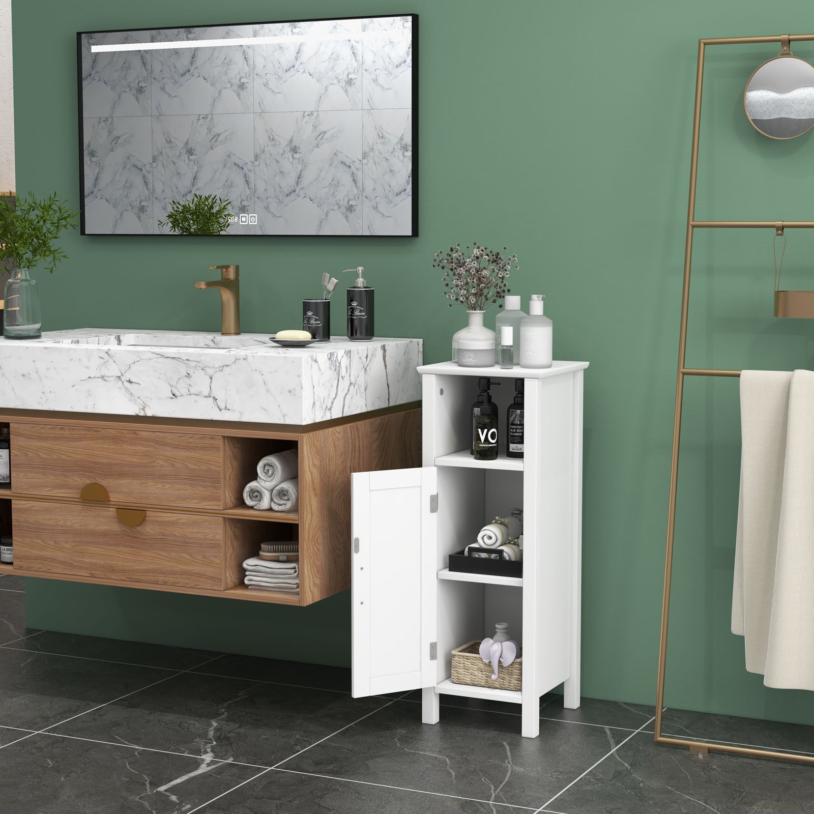 Bathroom Storage Organizer with 2-Tier Cabinet