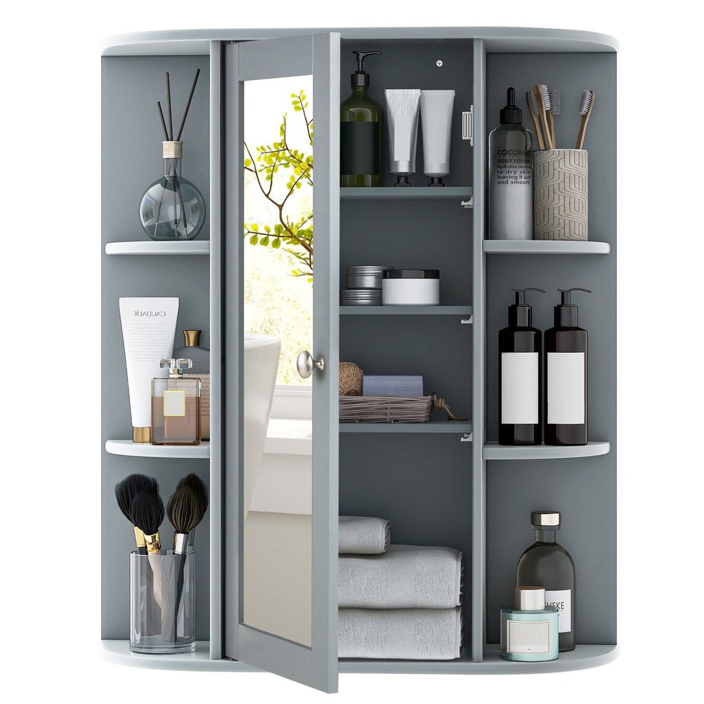 Mirrored Bathroom Medicine Cabinet with Single Mirror Door and Adjustable Shelf