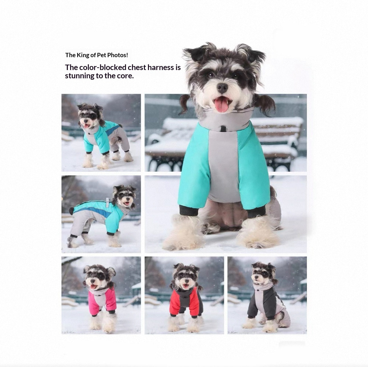 Fleece-lined Dog Warm Waterproof Traction Four-legged Pet Clothing
