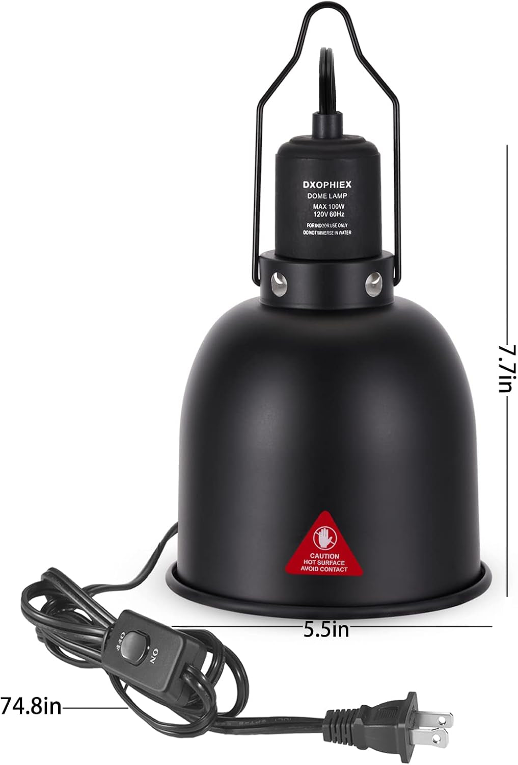 DXOPHIEX Reptile Heat Lamp Fixture Deep Dome Basking Light 5 Options