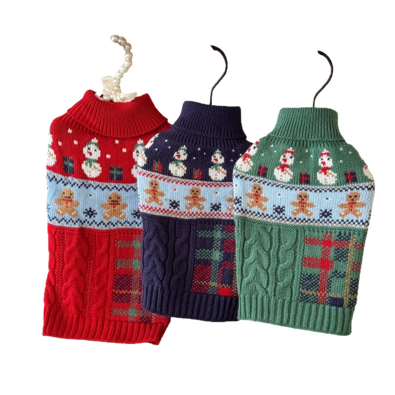 Christmas Snowman Gingerbread Man Pet Sweater