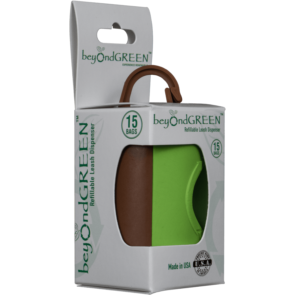 beyondGREEN Dog Waste Bag Leash Dispenser – Clip-On Holder for Standard Rolls – Durable, Portable, Made in USA