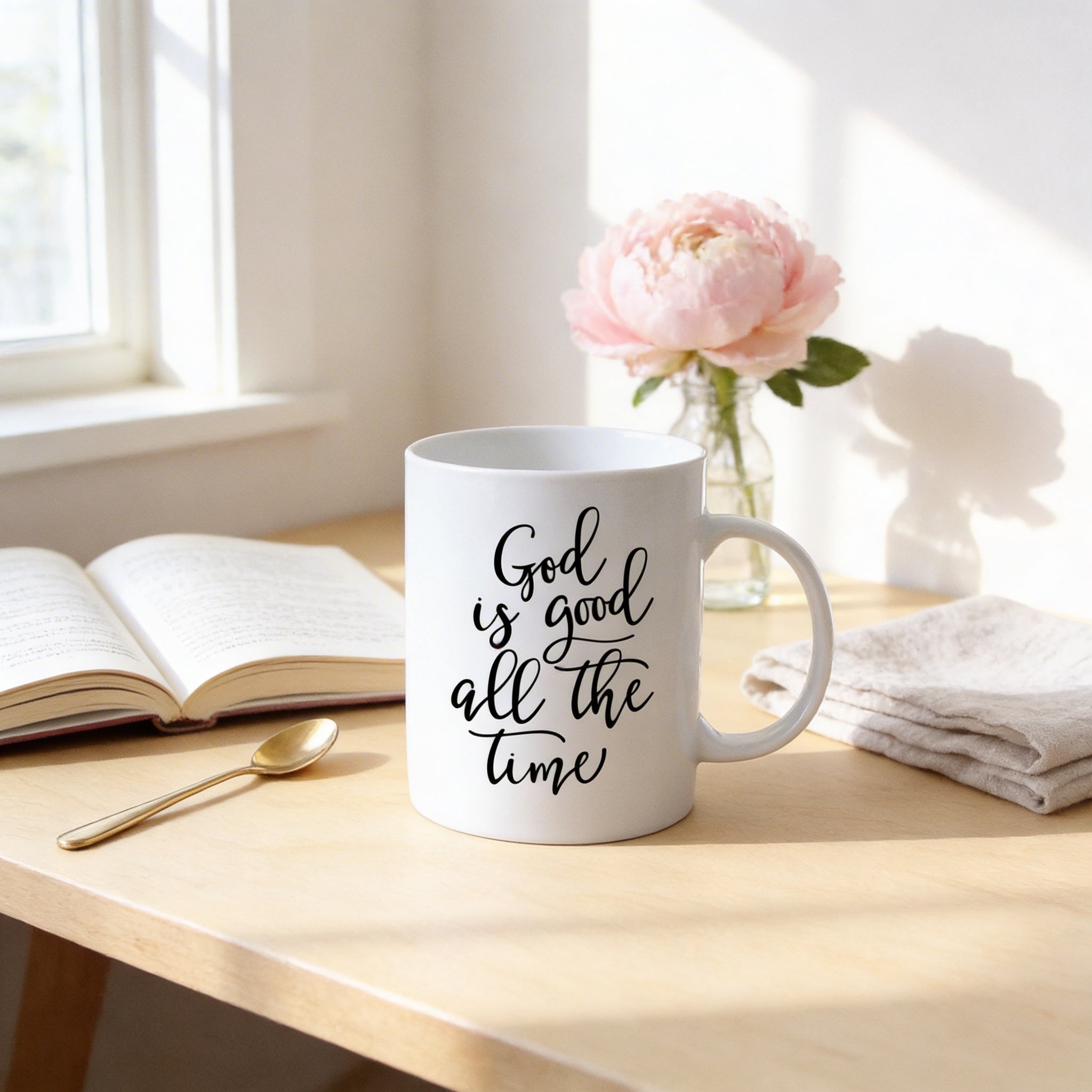 Christian Coffee Mug – God Is Good Mug | Bible Verse Ceramic Cup, Dishwasher Safe