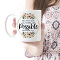 Bible Verse Coffee Mug, Christian Floral Glitter Scripture Ceramic Mug, With God All Things Are Possible