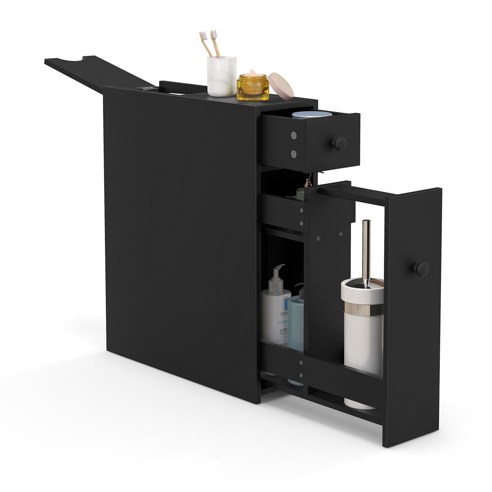 Black Bathroom Cabinet Space Saver Storage Organizer