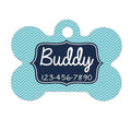 Blue Chevron Personalized Dog Id Tag