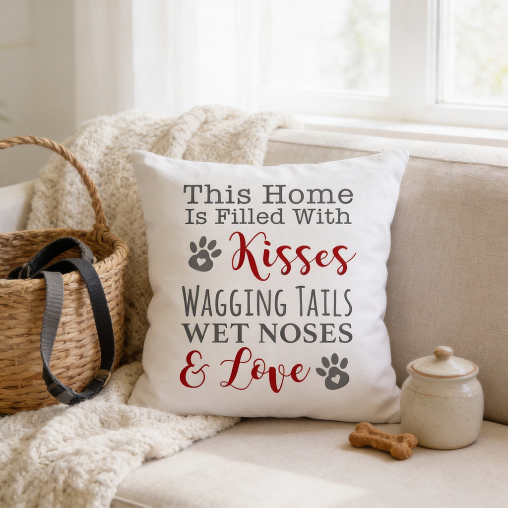 Dog House Decor | Dog Pillow Cover - Cozy Throw Pillow with Paw Print Design