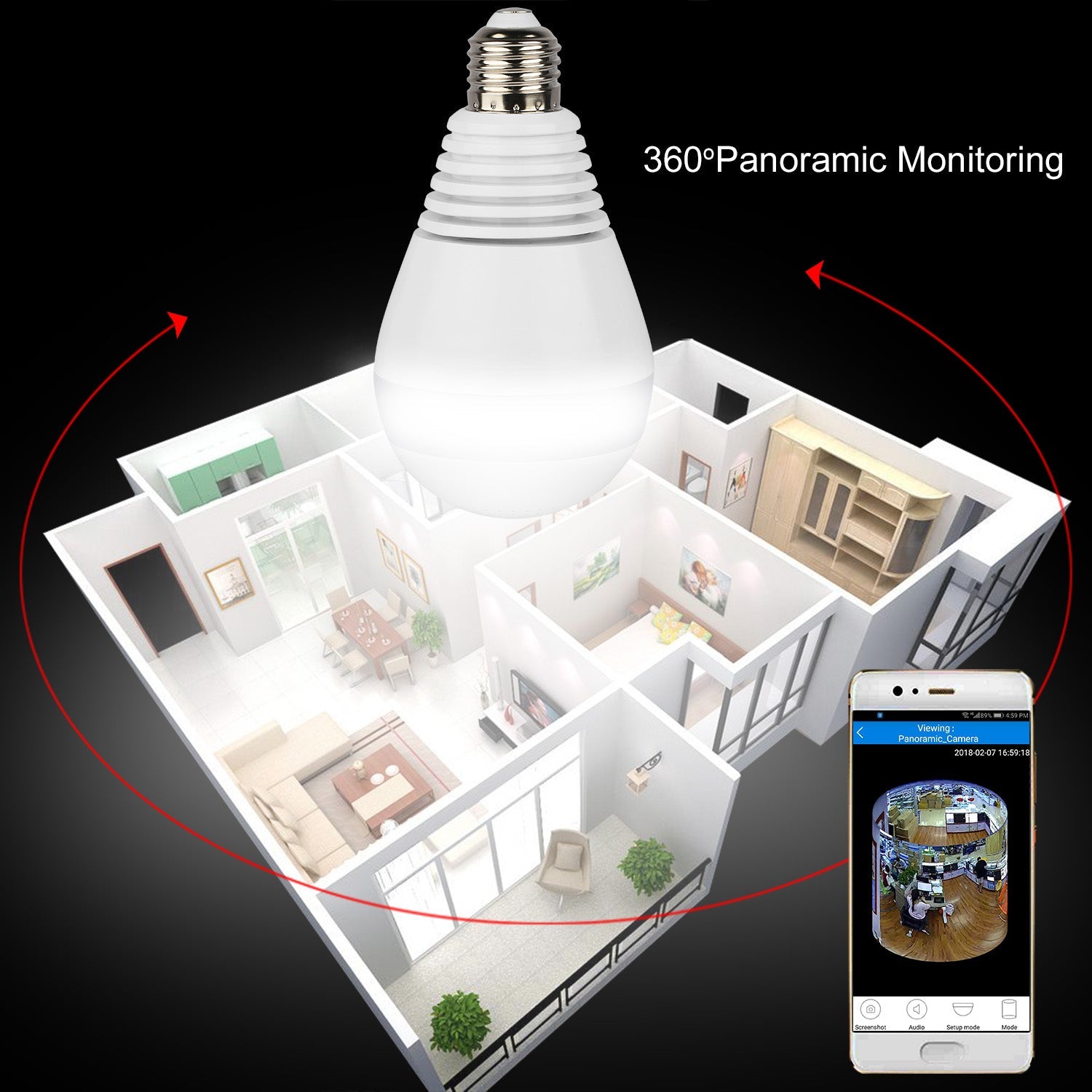 Light Bulb WiFi Camera for Home Security