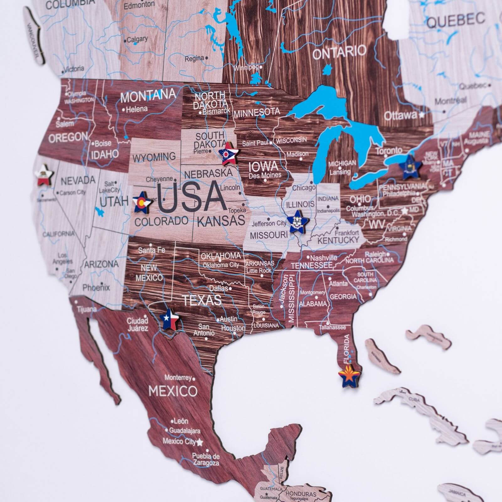 2D Wooden World Map Cappuccino
