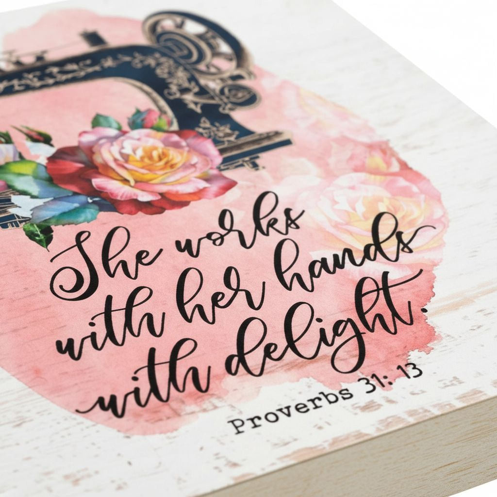 Proverbs 31 Wall Art - Sewing Machine Room Decor - Crafting Room Sign