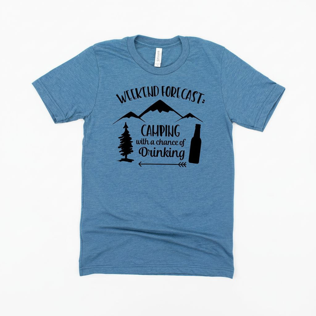 Camping Shirt Camp Beer Bottle Campfire T-shirt Weekend Forecast Camping with a Chance of Drinking