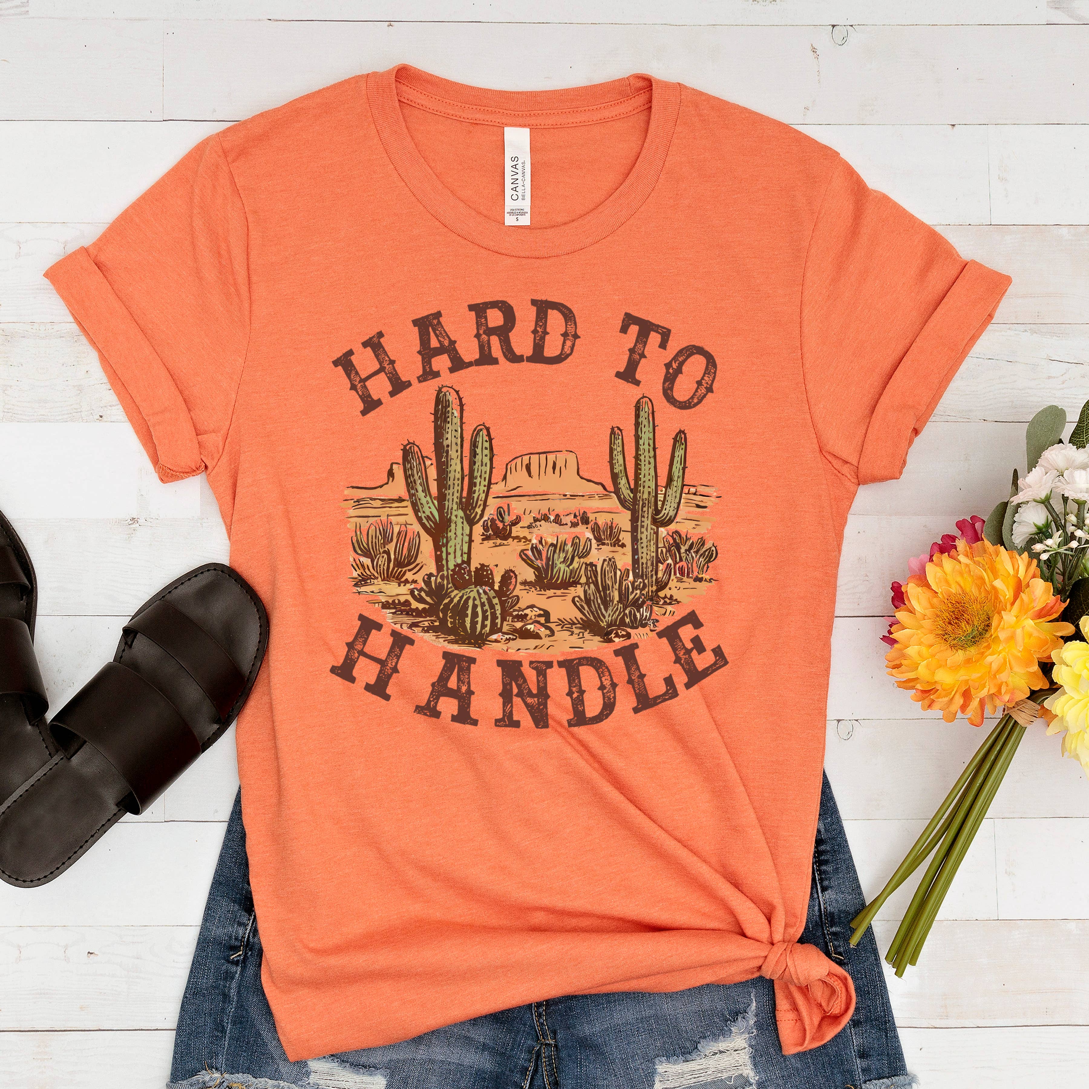 Graphic Tees Western - Hard to Handle Distressed Cactus Tee | Soft Cotton
