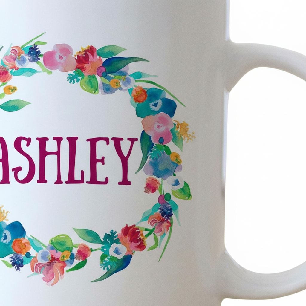 Floral Watercolor Mug - Personalized Gift for Bridesmaids
