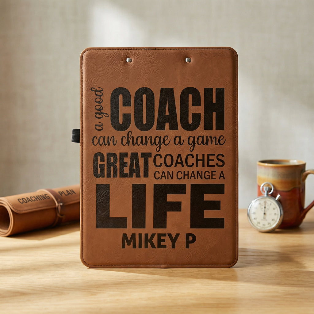 Custom Coach Clipboard - Leather Sports Clipboard | Personalized Coach Gift