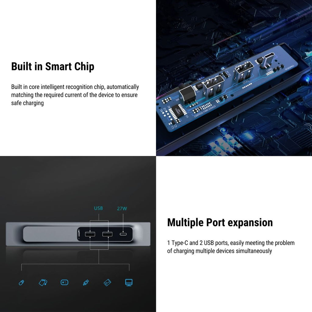 USB Hub for Model 3 / Model Y | LED Light | 27W Fast Charging