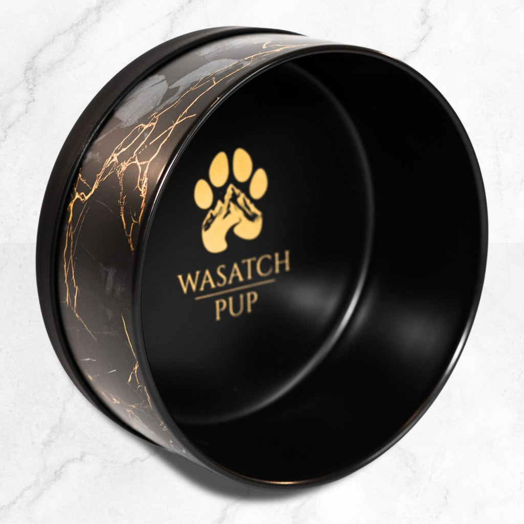 Limited Edition Black & Gold Marble Ceramic Dog Bowl