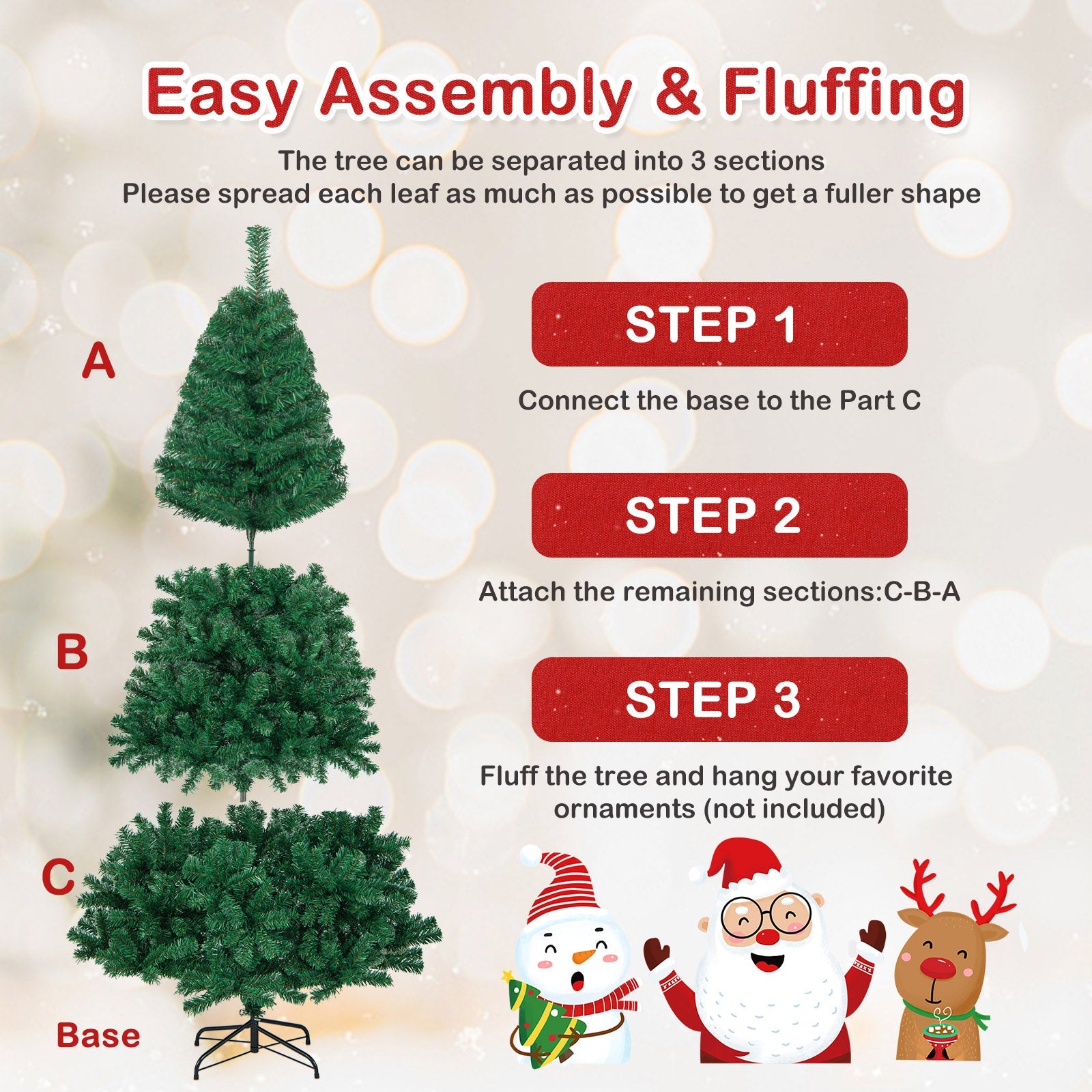 Artificial PVC Christmas Tree with Solid Metal Stand
