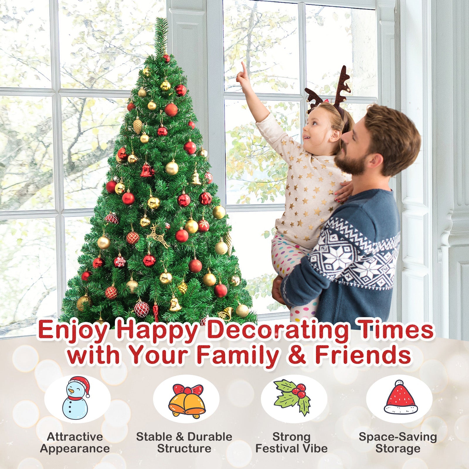 Artificial PVC Christmas Tree with Solid Metal Stand