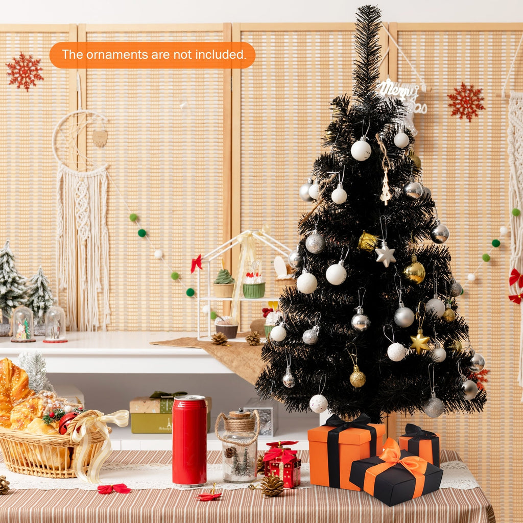36 Inch Unlit Artificial Christmas Mini Tree with Plastic Stand-Green