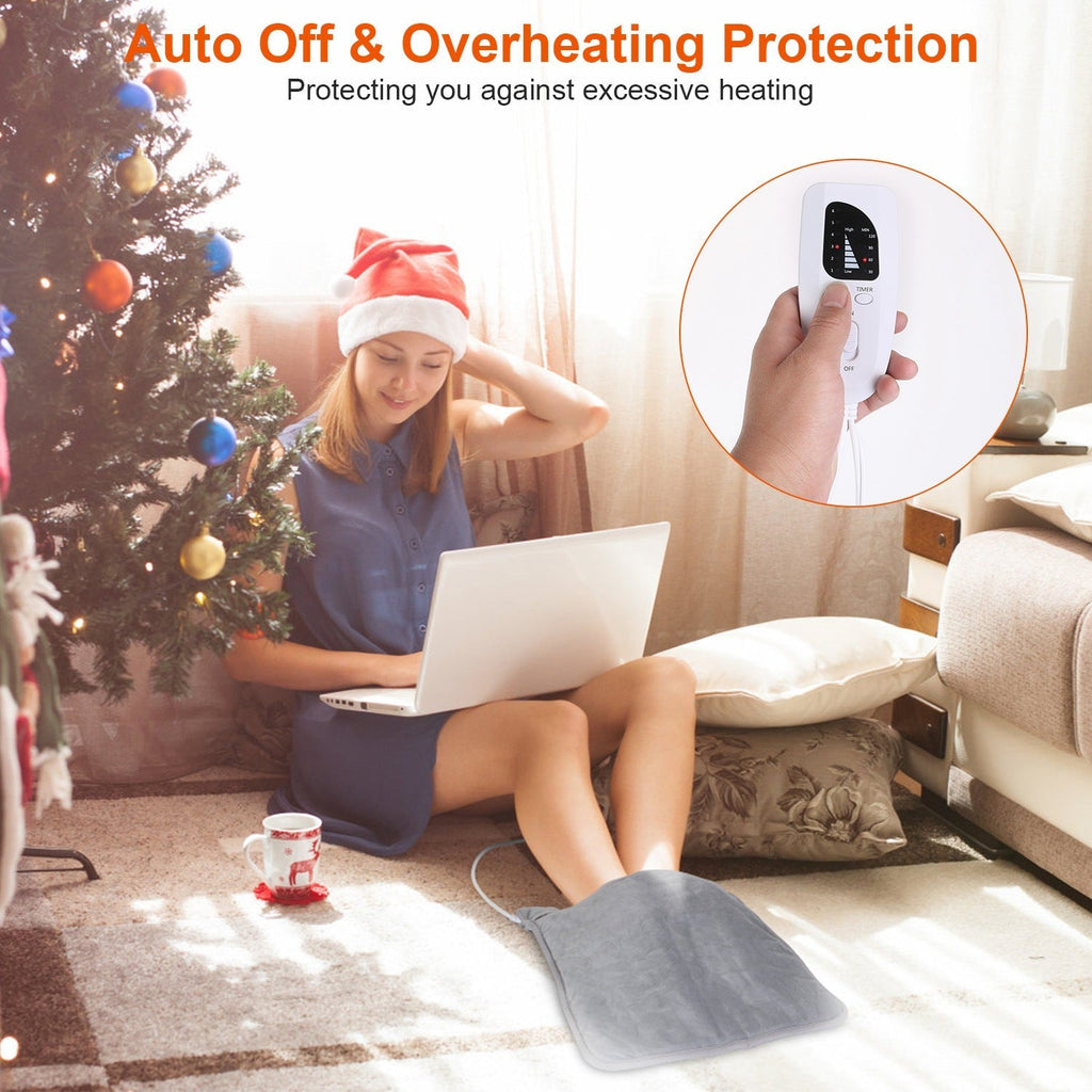 Electric Foot Warmer Heater Fast Heating Pad Cushion Mat Machine Washable with 6 Temperature Settings 4 Timer Modes