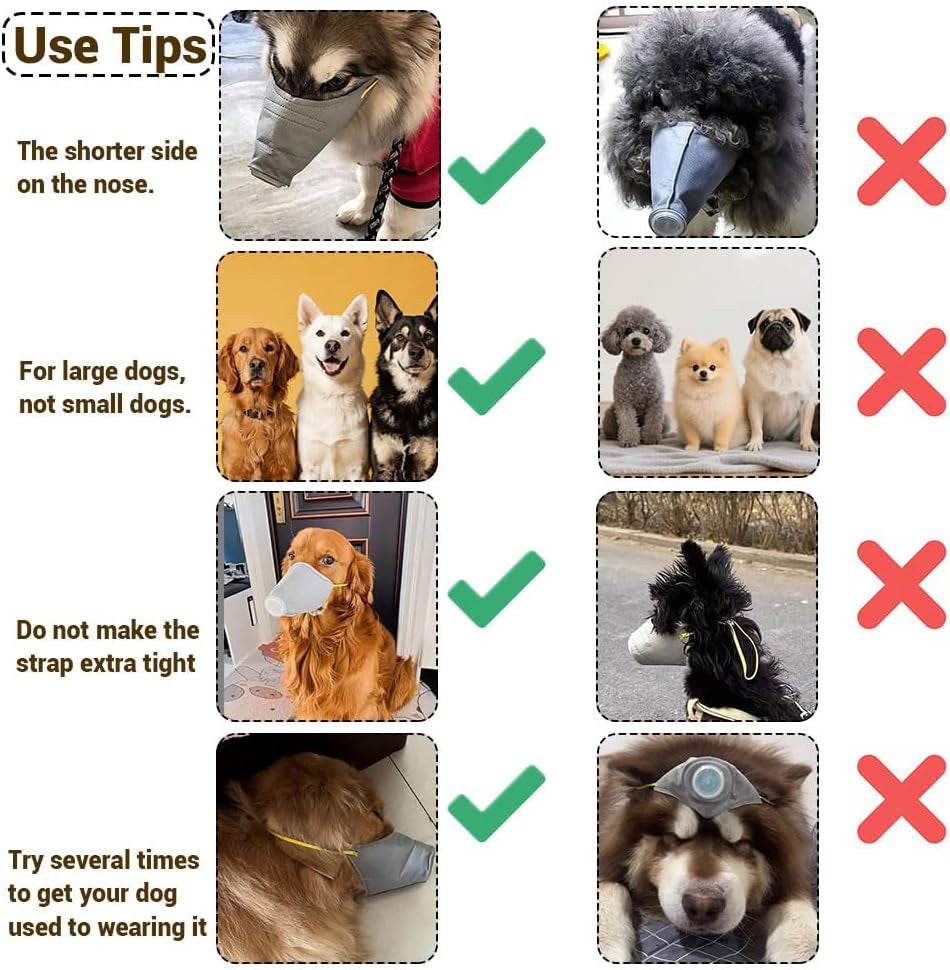 Dog Face Mask Anti Smoke Air Filter Respirator Medium Large Dogs 3 Pack
