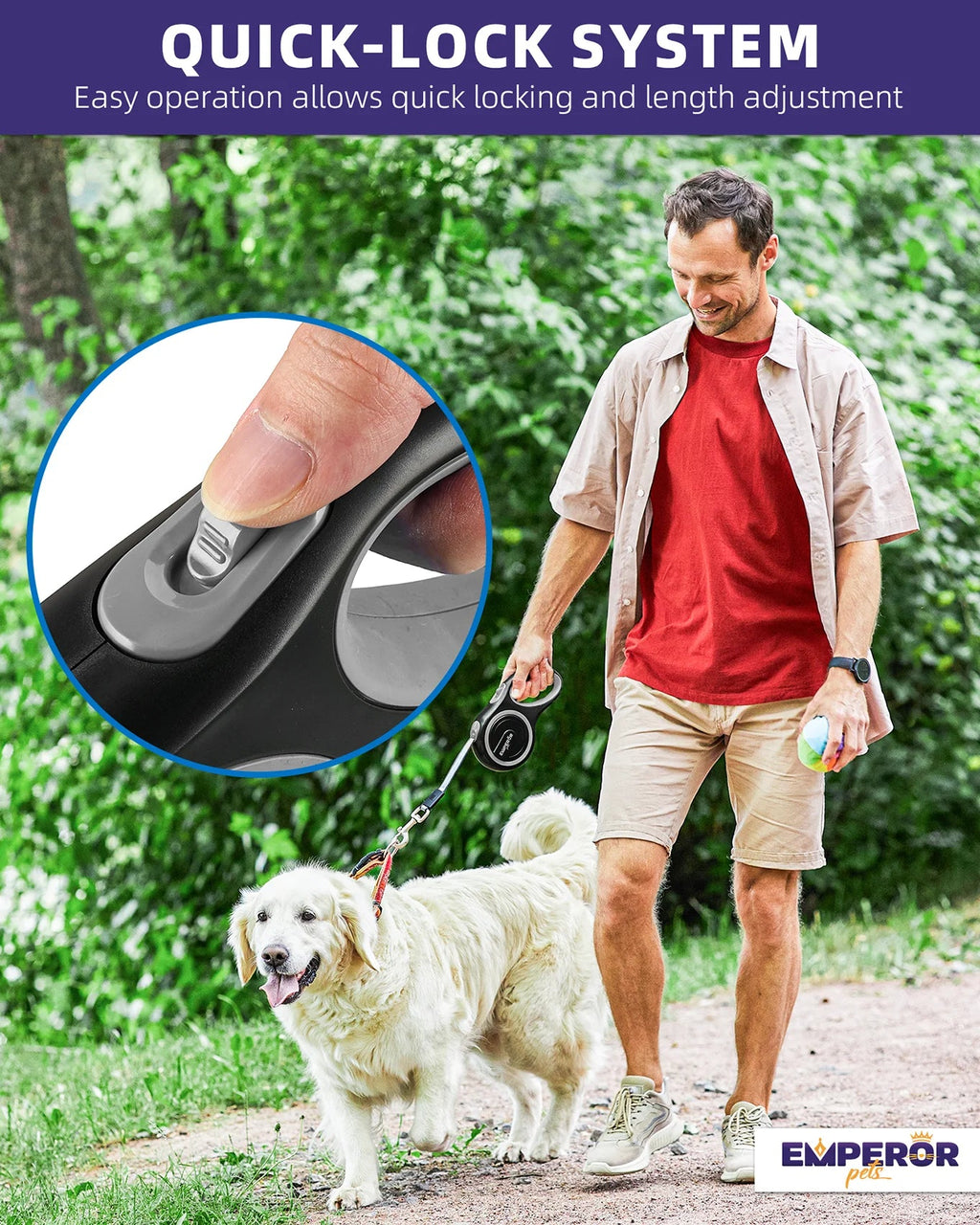 16ft Heavy-Duty Retractable Dog Leash (up to 110lbs)