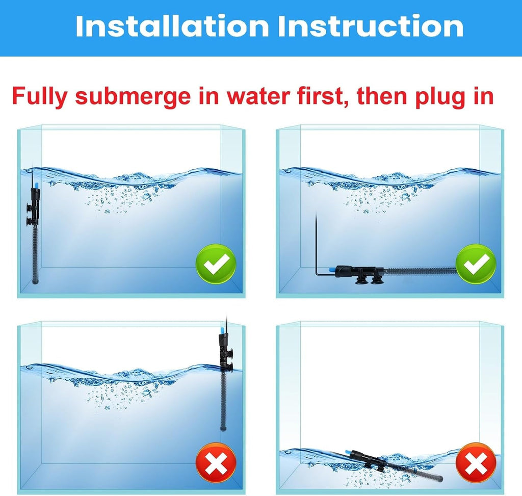 Aquarium Heater 25W-300W Adjustable Submersible Thermometer