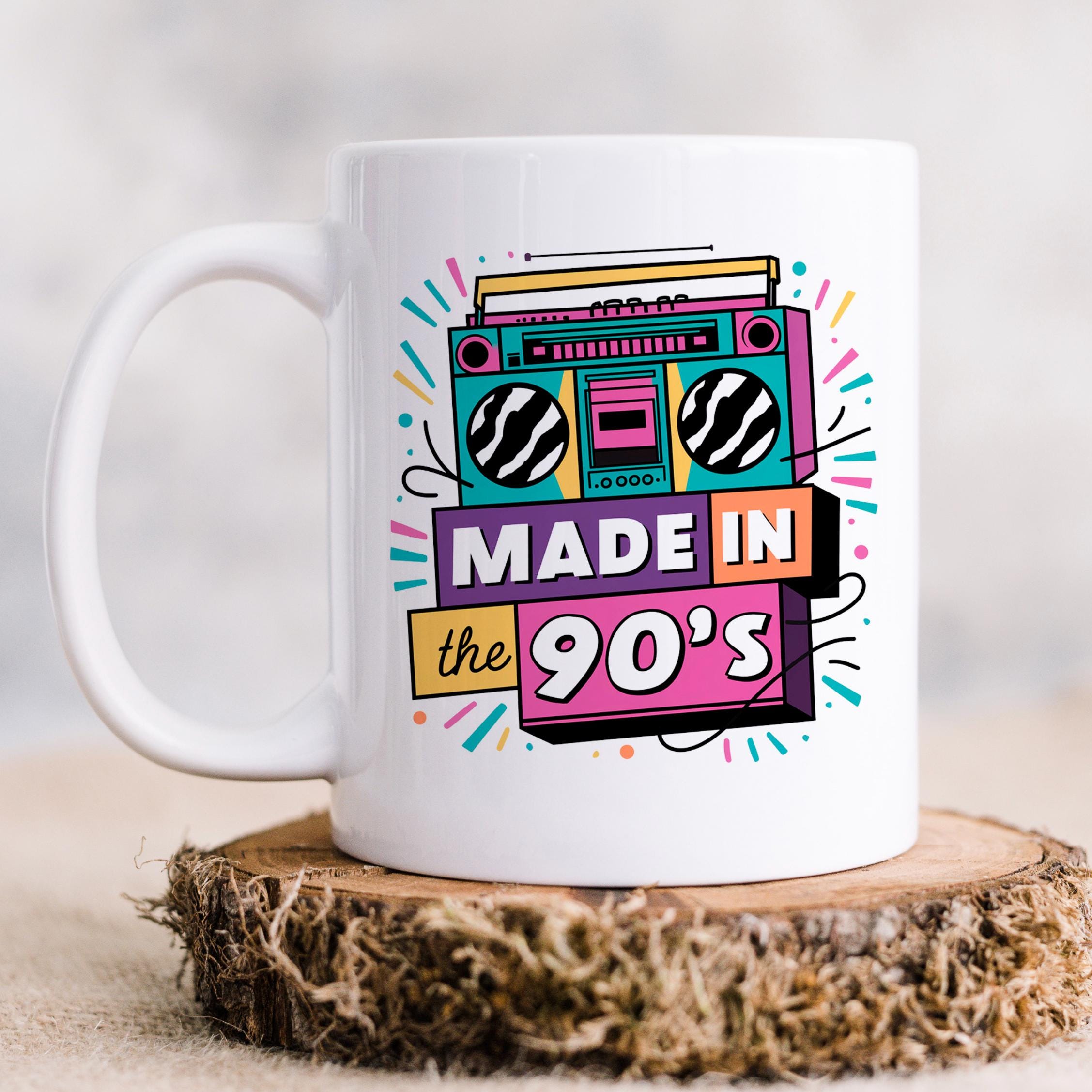 90s Nostalgia Mug – Retro Coffee Cup | Vintage Ceramic Hot Beverage Cup, Dishwasher Safe