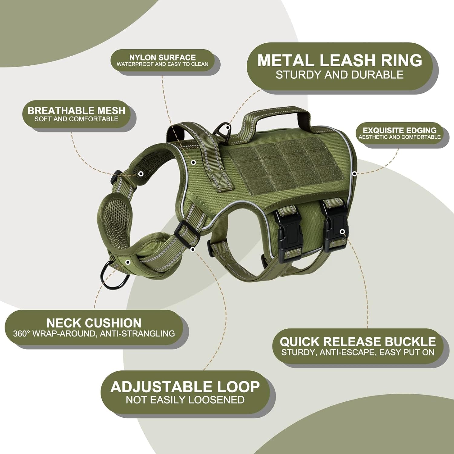 Heavy Duty No-Pull Tactical Dog Harness Molle Vest