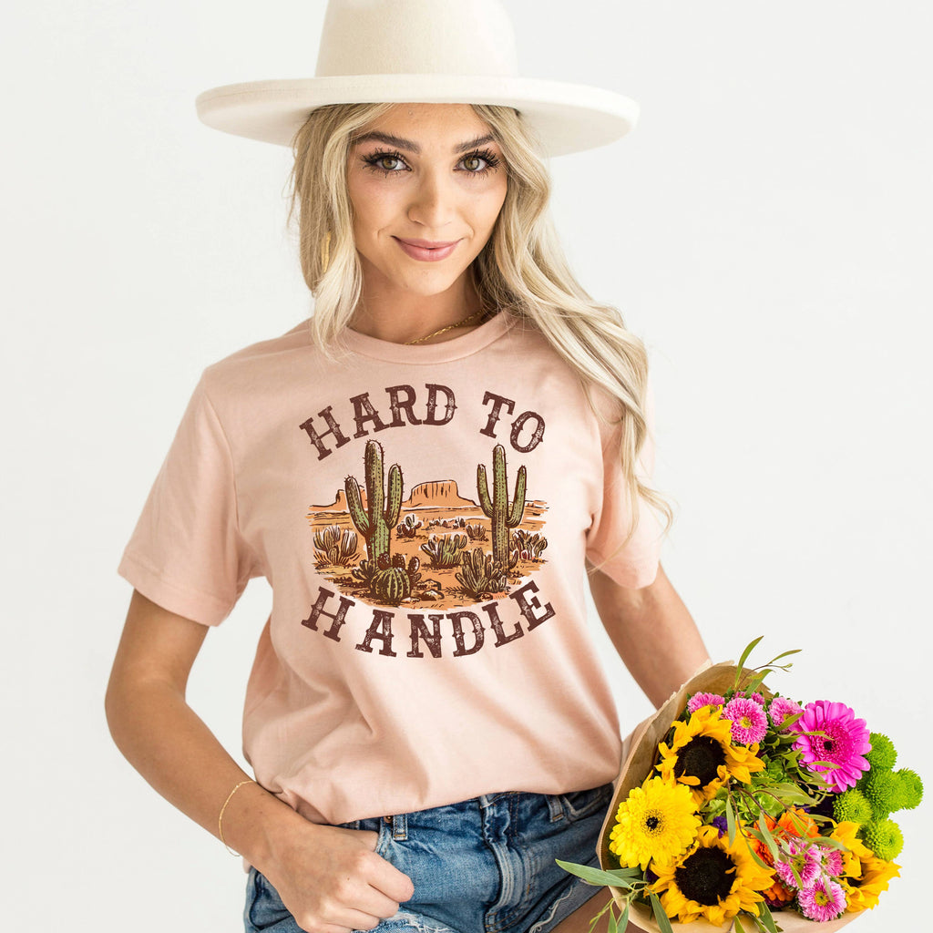 Graphic Tees Western - Hard to Handle Distressed Cactus Tee | Soft Cotton