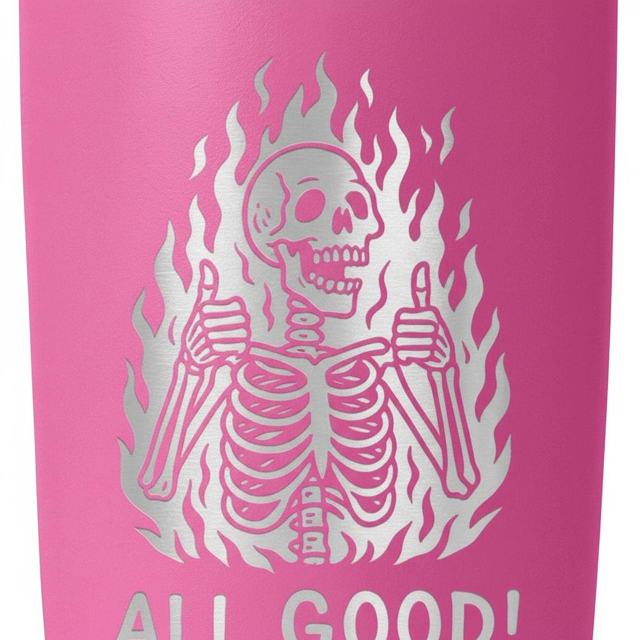 Insulated Travel Mug – Double Wall Tumbler with Funny Skeleton Gift, Spill Proof