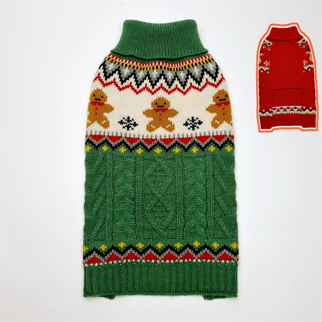 Red And Green Gingerbread Man Reindeer Christmas Pet Sweater