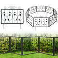 Decorative Garden Fence with 8 Panels Animal Barrier-Black