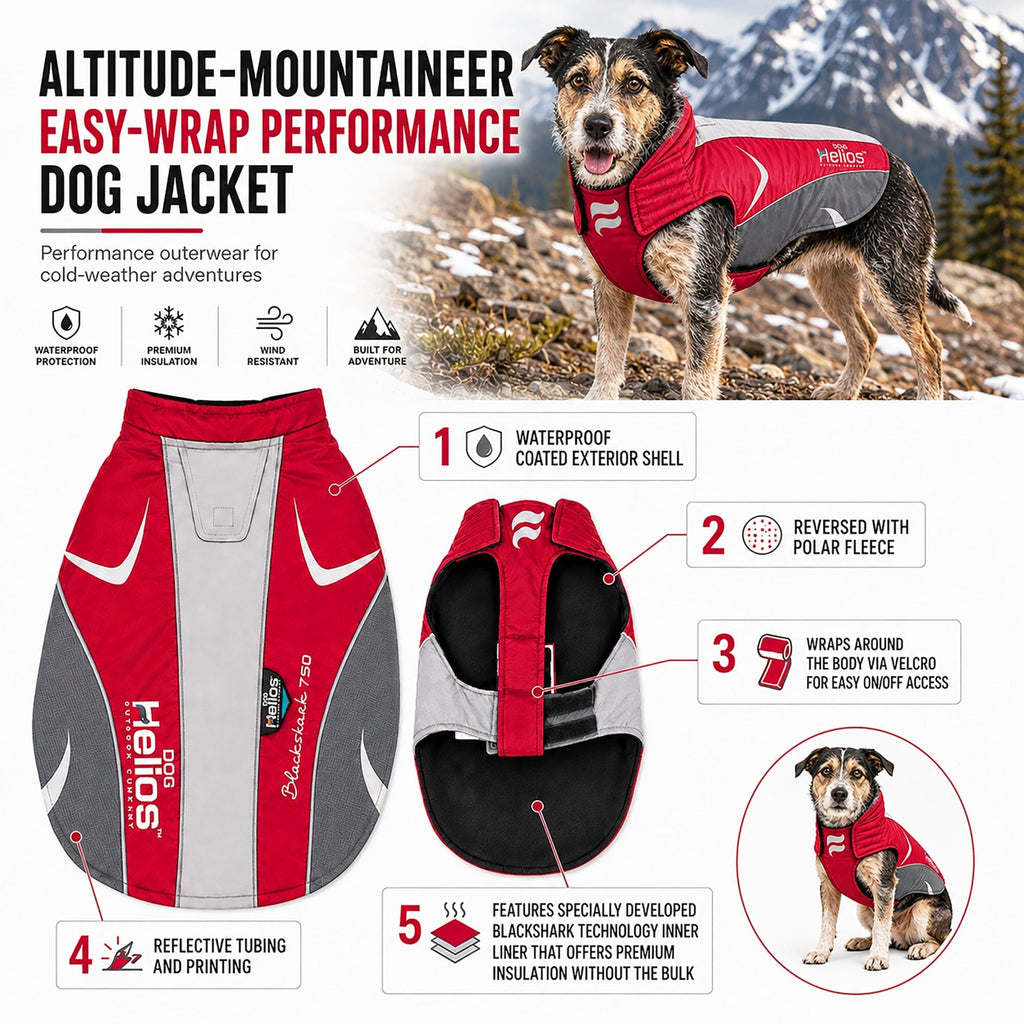 Dog Helios ® Altitude-Mountaineer Wrap-Hook-and-Loop Waterproof Dog Coat