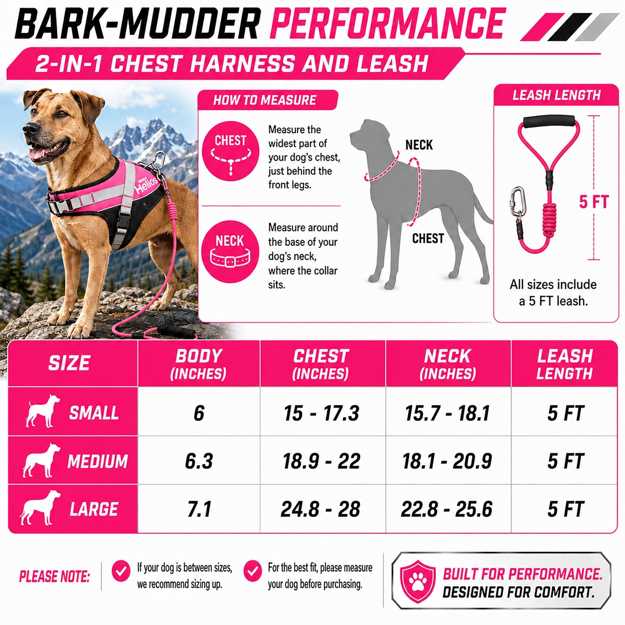 Dog Helios ® 'Bark-Mudder' 2-in-1 Reflective and Adjustable Sporty Dog Harness and Leash
