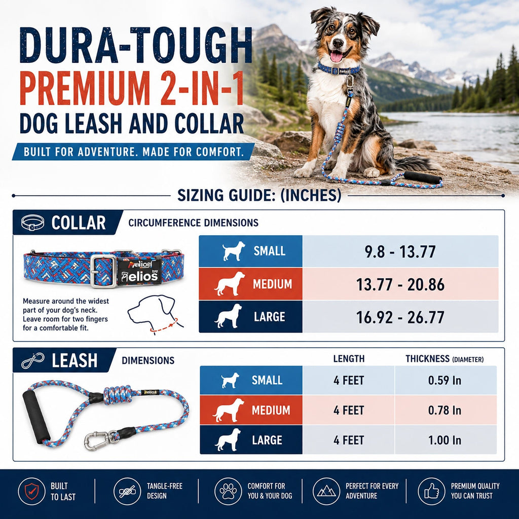 Dog Helios ® 'Dura-Tough' 2-in-1 Reflective Adjustable Fashion Dog Leash and Collar