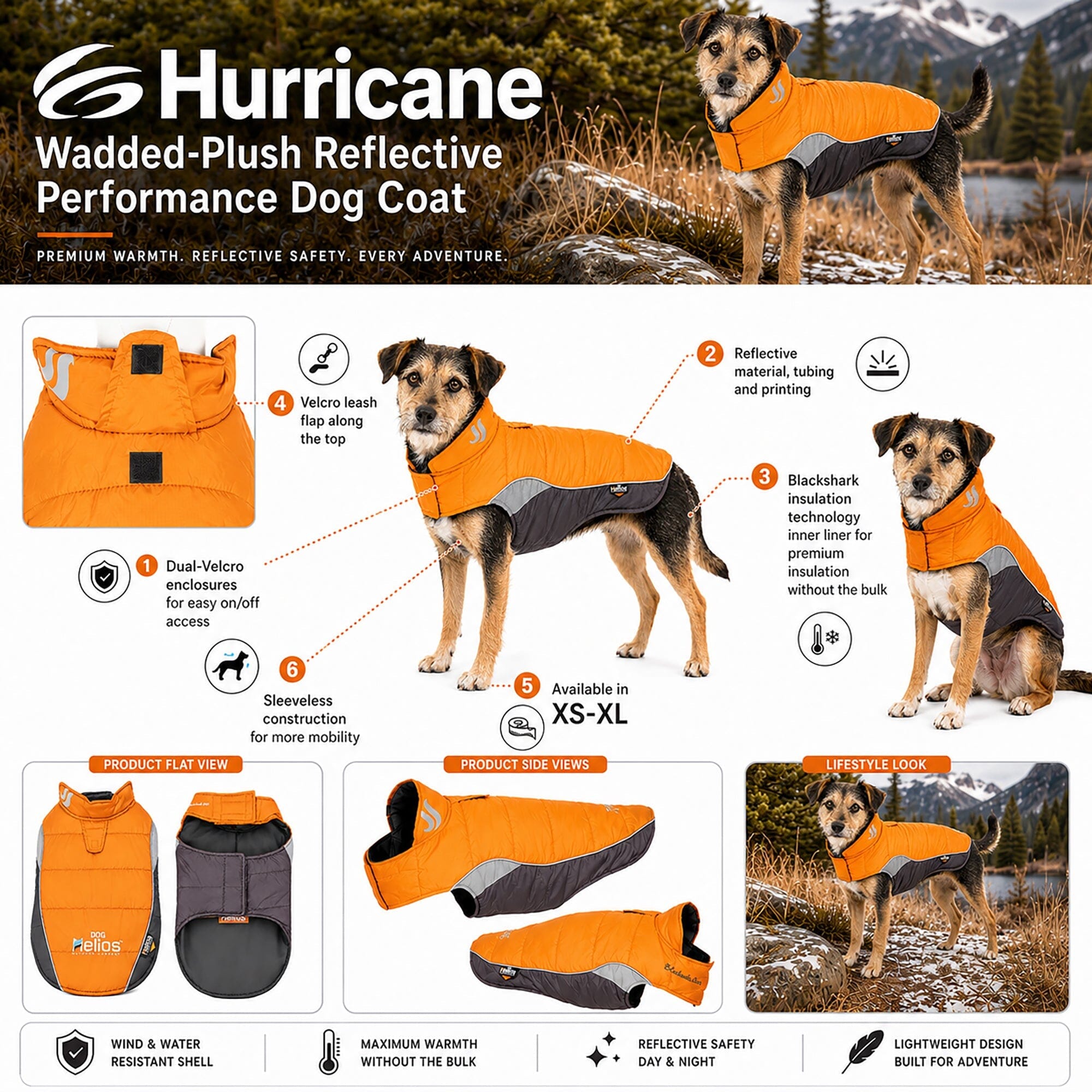Dog Helios ® Hurricane-Waded Plush 3M Reflective Insulated Winter Dog Coat