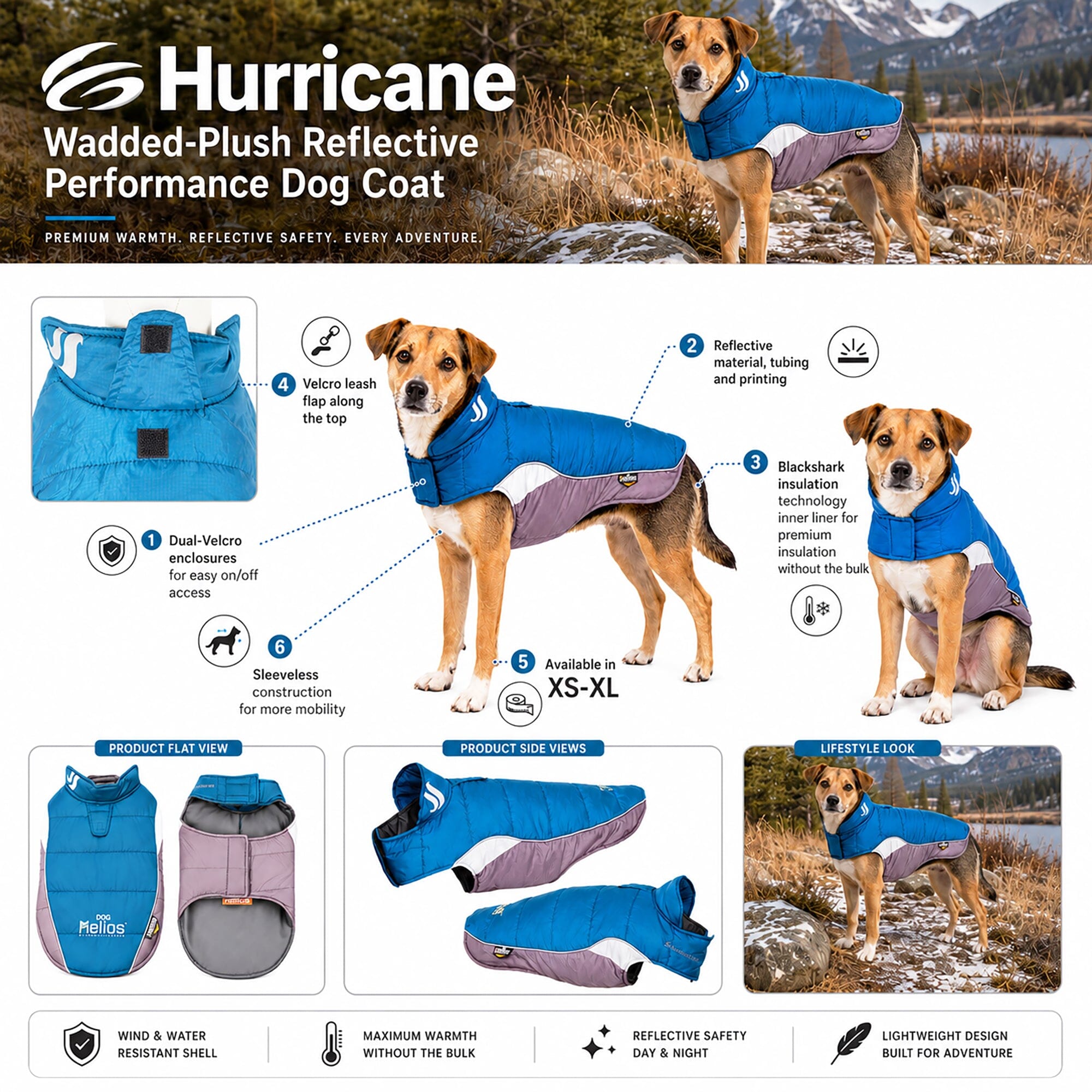 Dog Helios ® Hurricane-Waded Plush 3M Reflective Insulated Winter Dog Coat