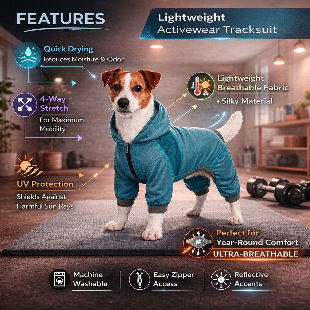 Dog Helios ® 'Namastail' Lightweight 4-Way-Stretch Yoga Performance Dog Tracksuit Hoodie