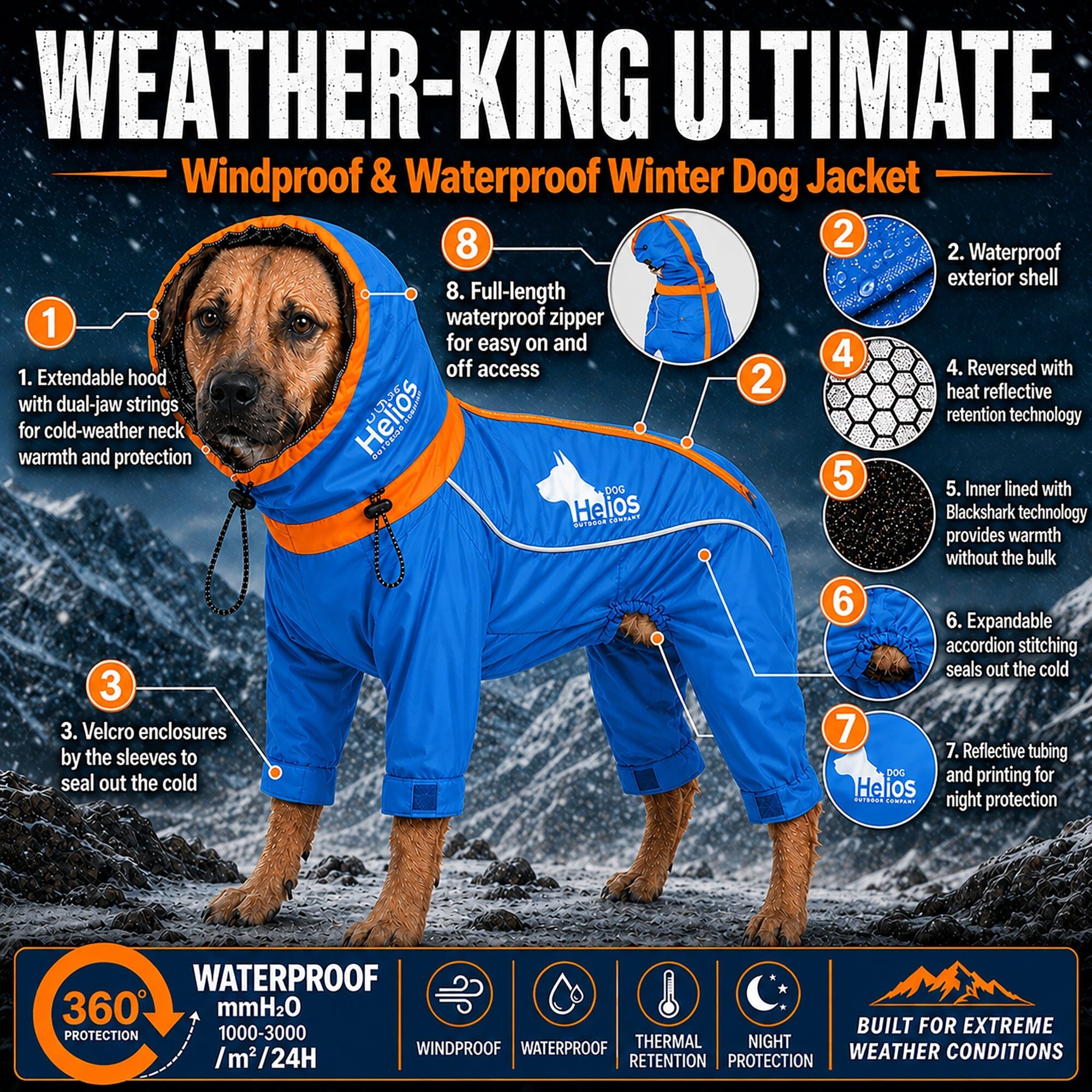 Dog Helios ® Weather-King Ultimate Windproof Full Body Winter Dog Jacket