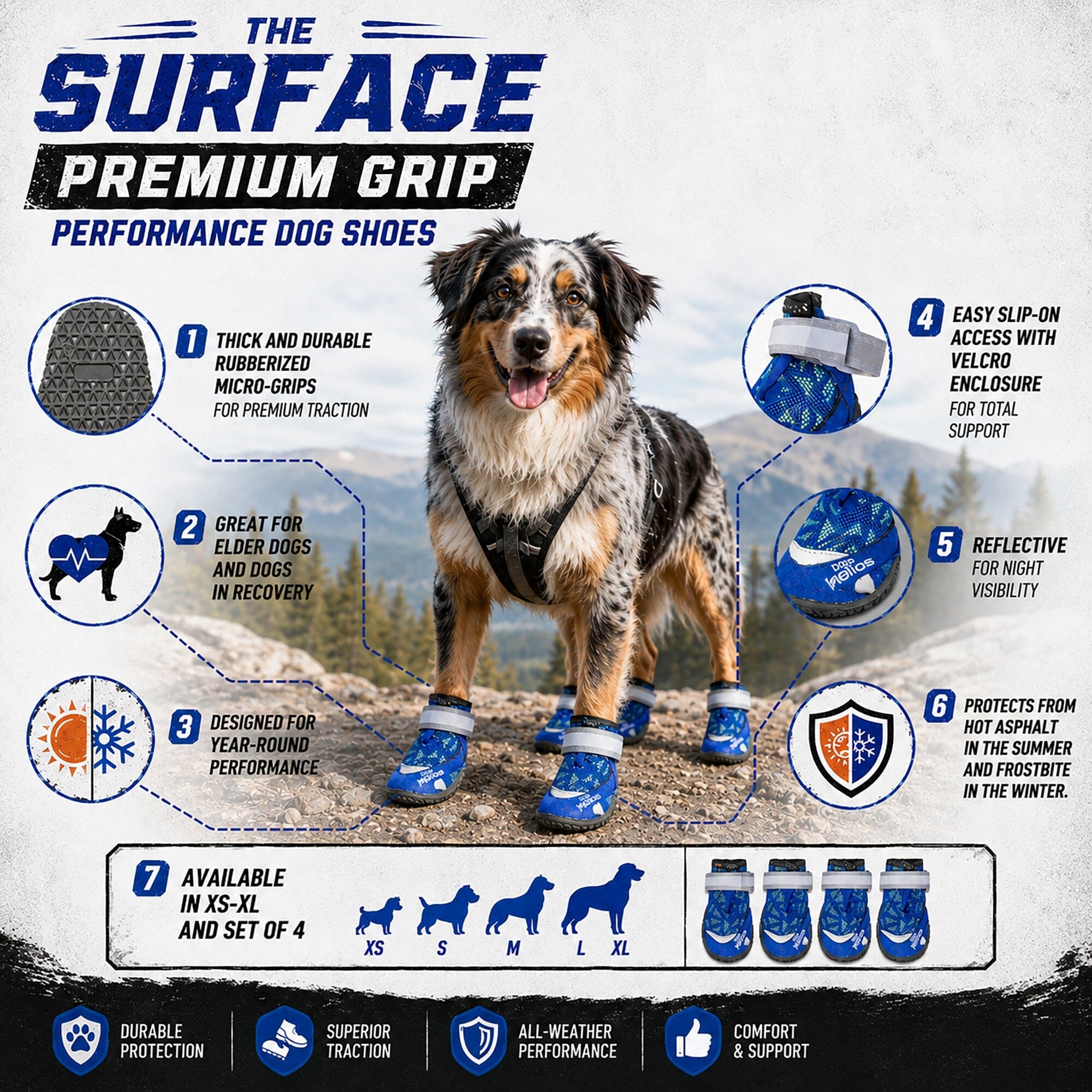 Dog Helios 'Surface' Premium Grip Performance Dog Shoes - Set Of 4
