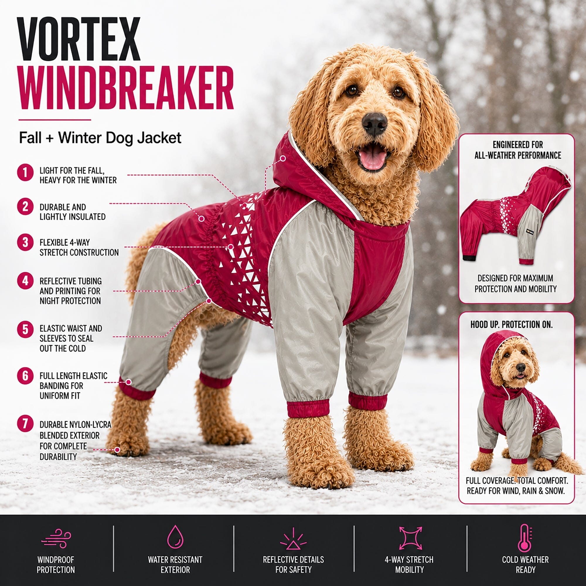 Dog Helios 'Vortex' Full Bodied Waterproof Windbreaker Dog Jacket