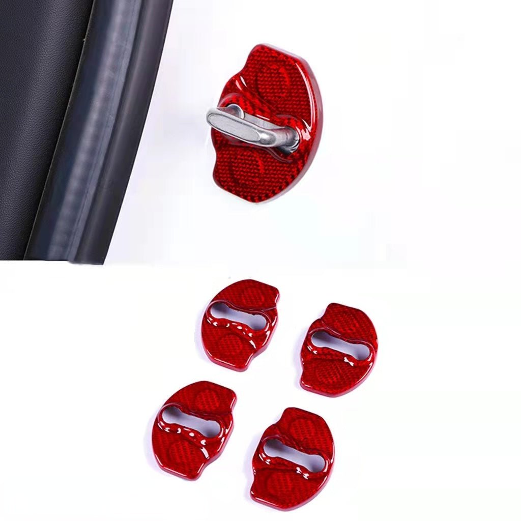 Real Dry Carbon Fiber Door Lock Cover for Tesla Model 3 & Model Y & Model YL