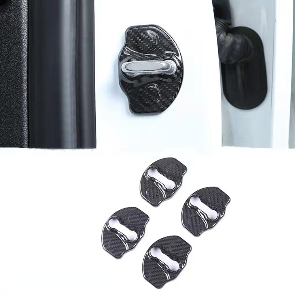 Real Dry Carbon Fiber Door Lock Cover for Tesla Model 3 & Model Y & Model YL