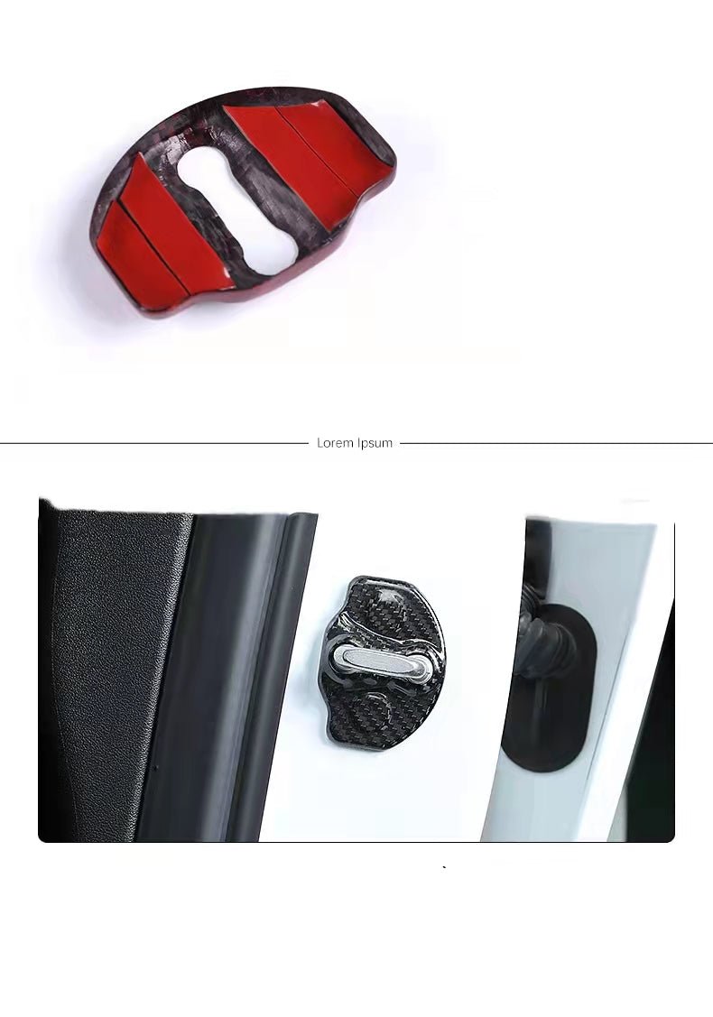 Real Dry Carbon Fiber Door Lock Cover for Tesla Model 3 & Model Y & Model YL