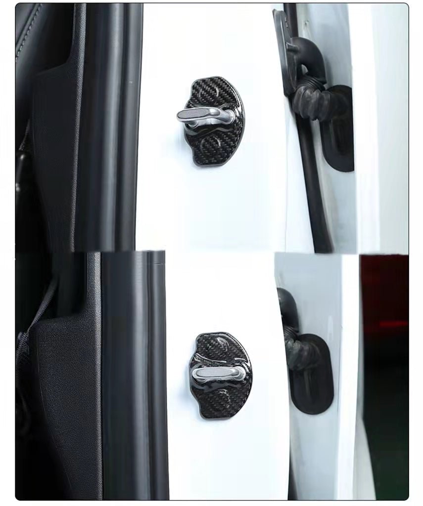 Real Dry Carbon Fiber Door Lock Cover for Tesla Model 3 & Model Y & Model YL