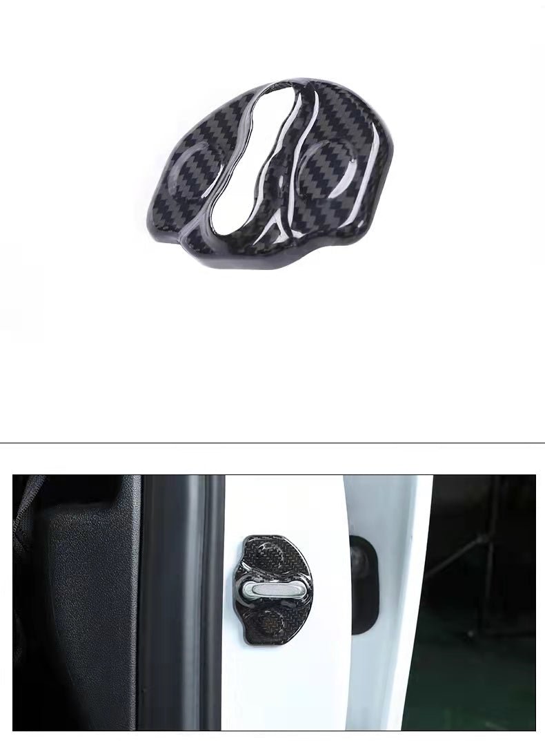 Real Dry Carbon Fiber Door Lock Cover for Tesla Model 3 & Model Y & Model YL